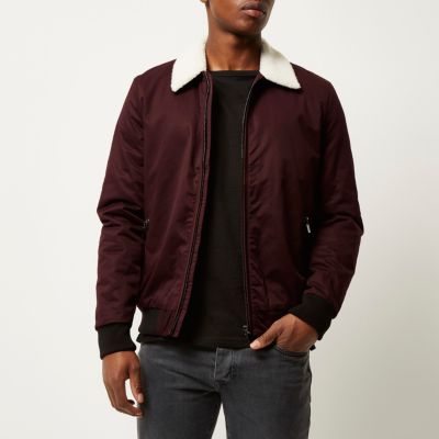 Dark red borg collar harrington jacket